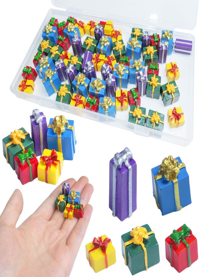 HADDIY Christmas Miniature Gift Boxes Ornaments,60 Pcs Christmas Tree Mini Resin Presents Charms for Craft Dollhouse and Xmax Mini Decorations - Image 1